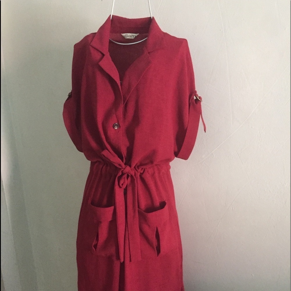 Vintage-Inspired 30-40’s Style Gabardine Shirtwaist Dress M